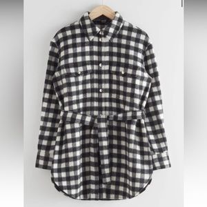 &other Stories Oversized Belted Wool plaid Shirt Jacket